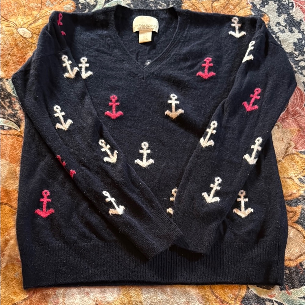 Cynthia Rowley V-Neck Sweater Black and Red